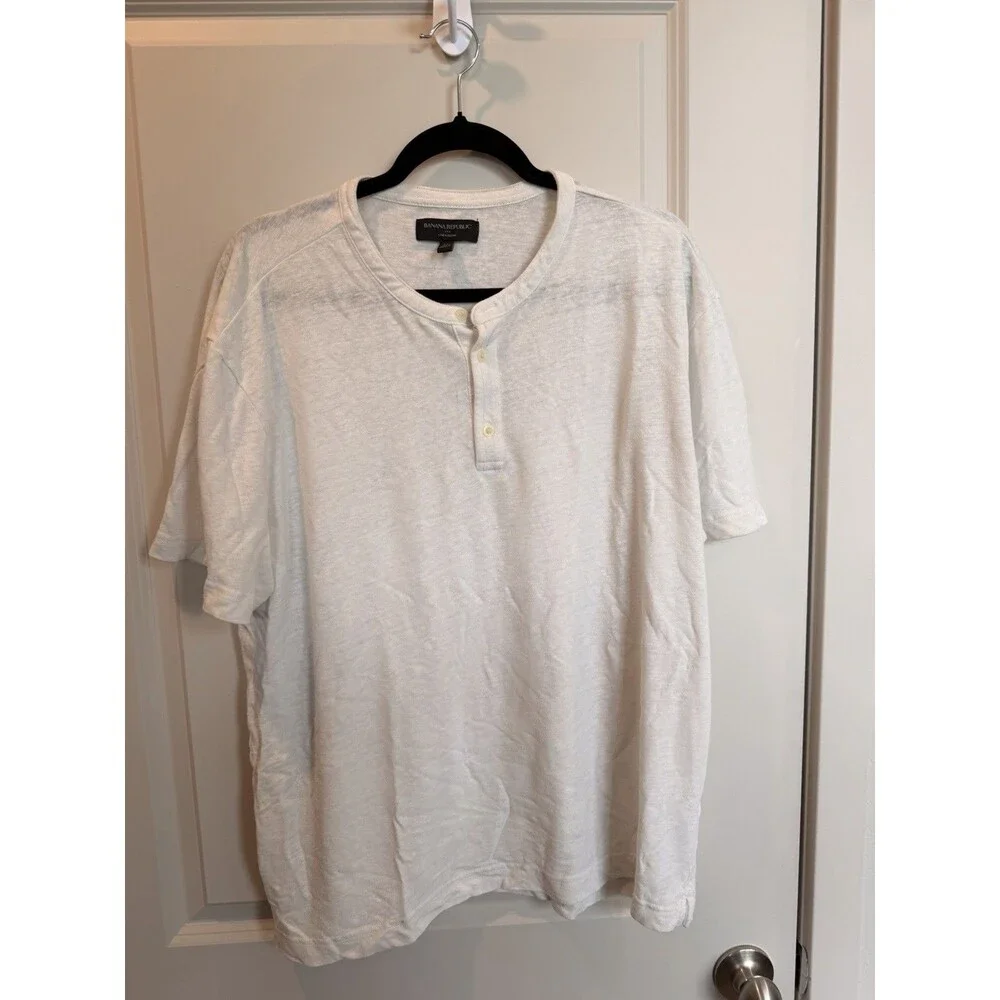 Banana Republic XL white mens linen henley